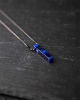 Preview: Halskette aus Edelstahl mit blauem Tigerauge-Stein - Tantum Dark Blue